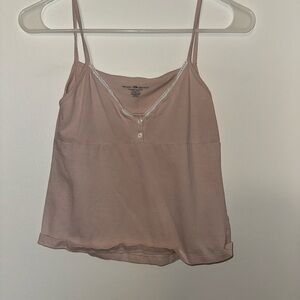 Brandy Melville Light Pink Tank Top with Lace Trim